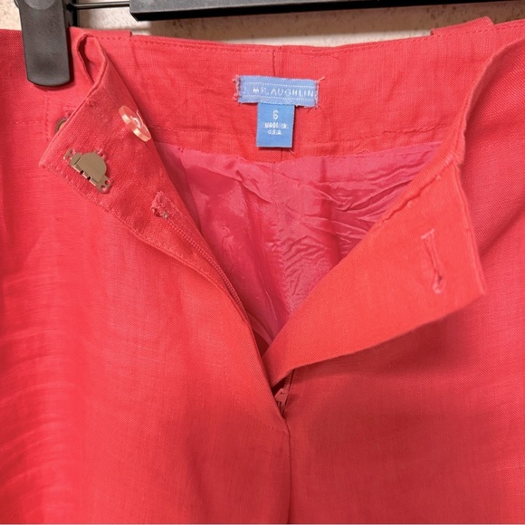 J McLAUGHLIN 6 FLARE LEG WOMENS LINEN CORAL LINED PREPPY DRESSY CAREER PANTS - Picture 5 of 15